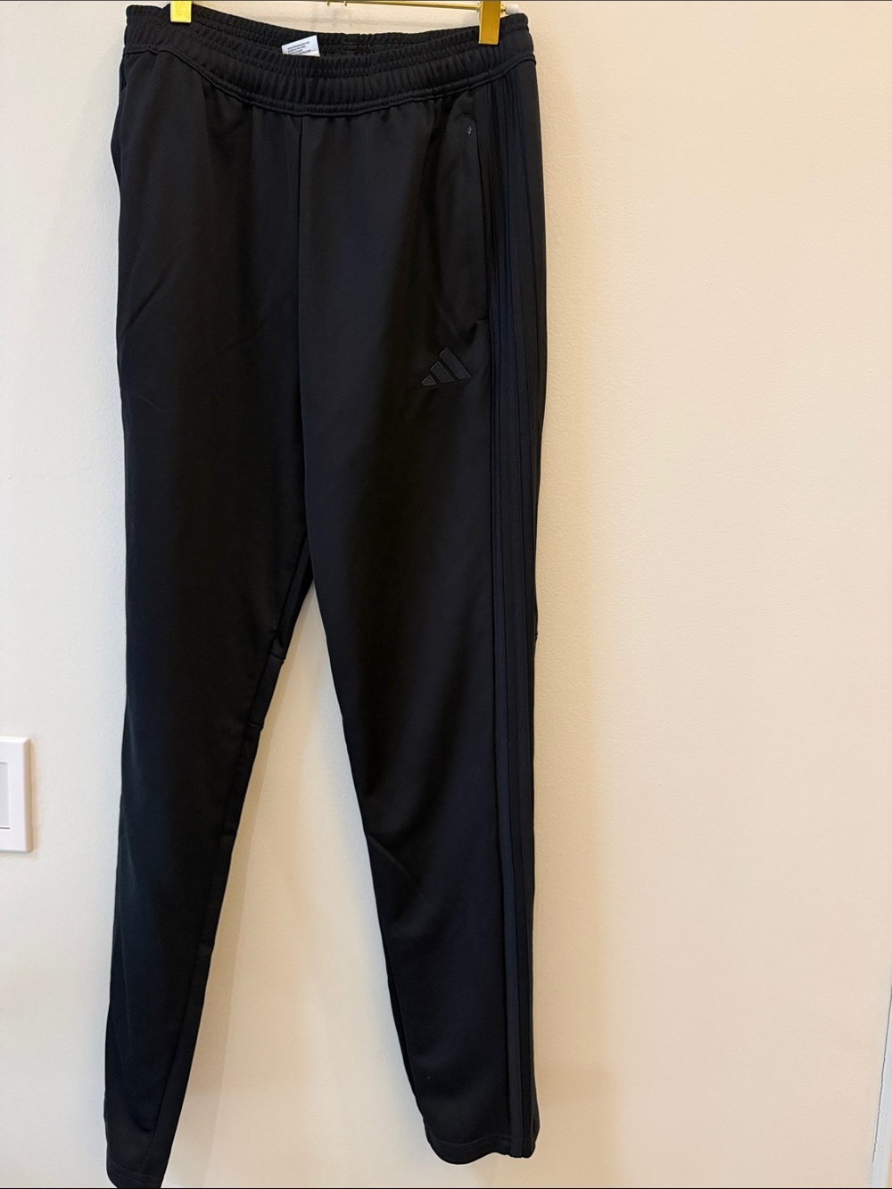 adidas Black Track Pants with White Drawstring Detail